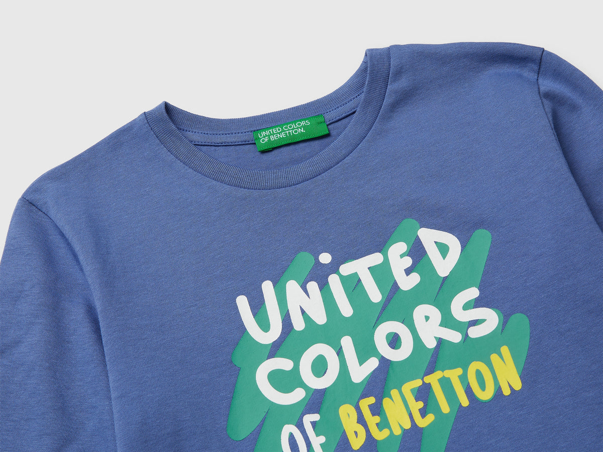 T-shirt con stampa logo in cotone bio