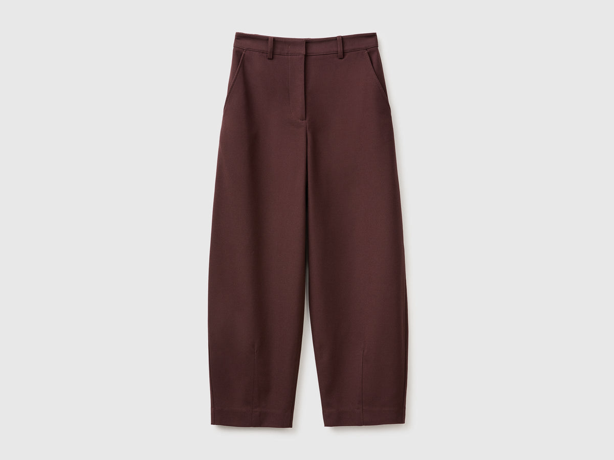 Pantaloni barrel fit in twill stretch