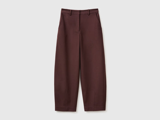 Pantaloni barrel fit in twill stretch