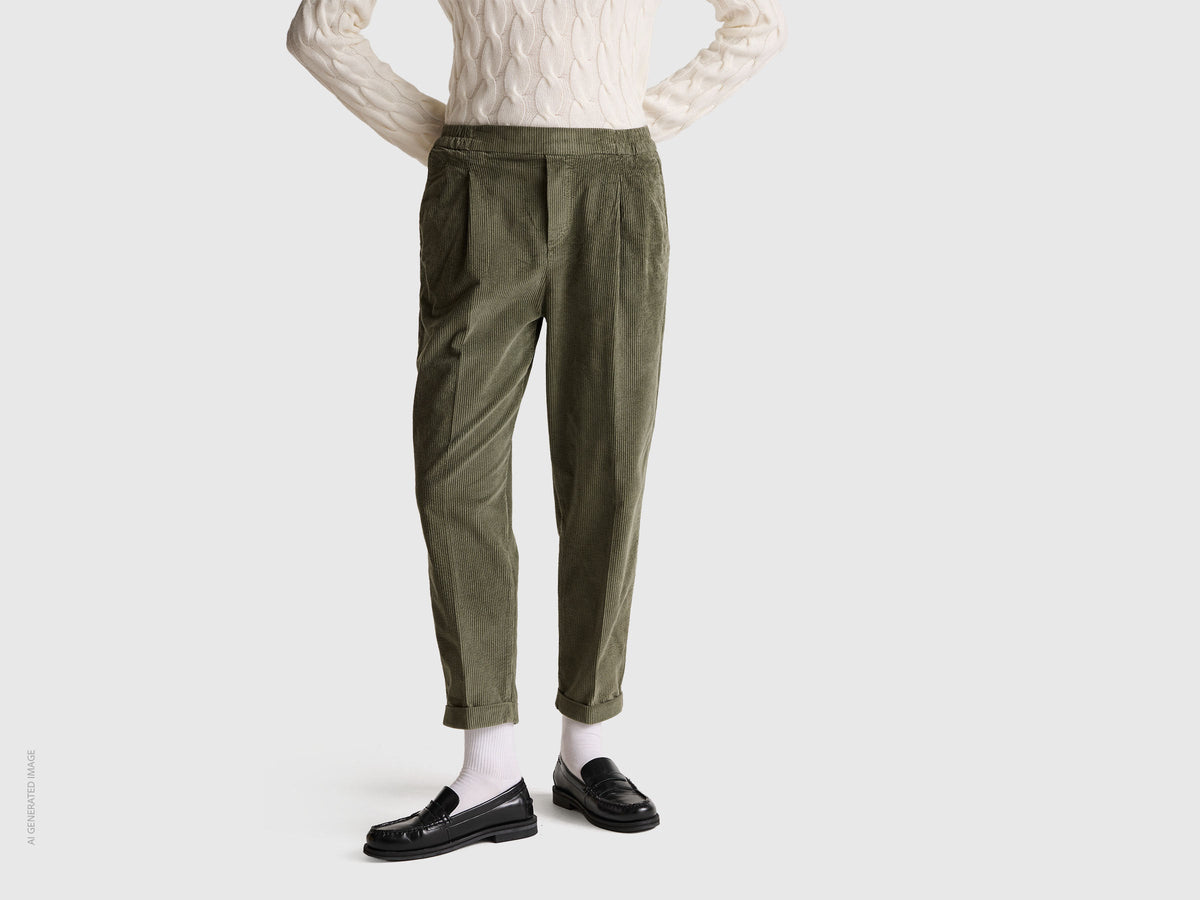 Chino in velluto con vita elasticizzata