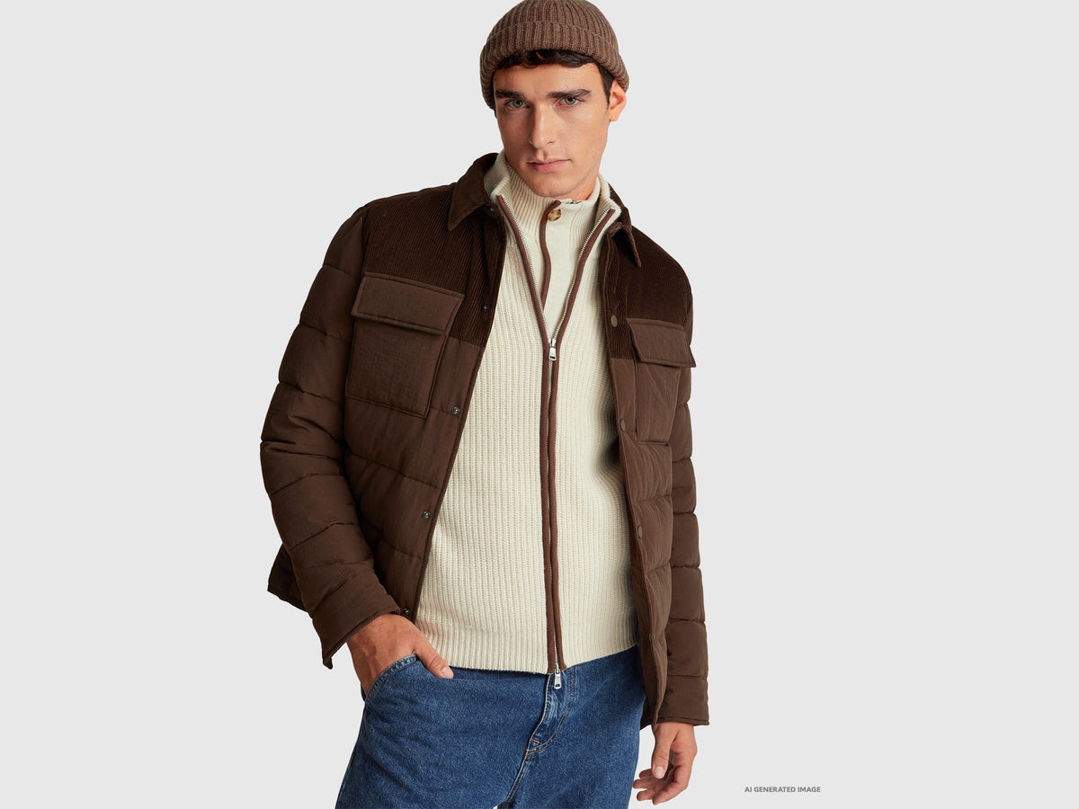 Giubbino in velluto e nylon