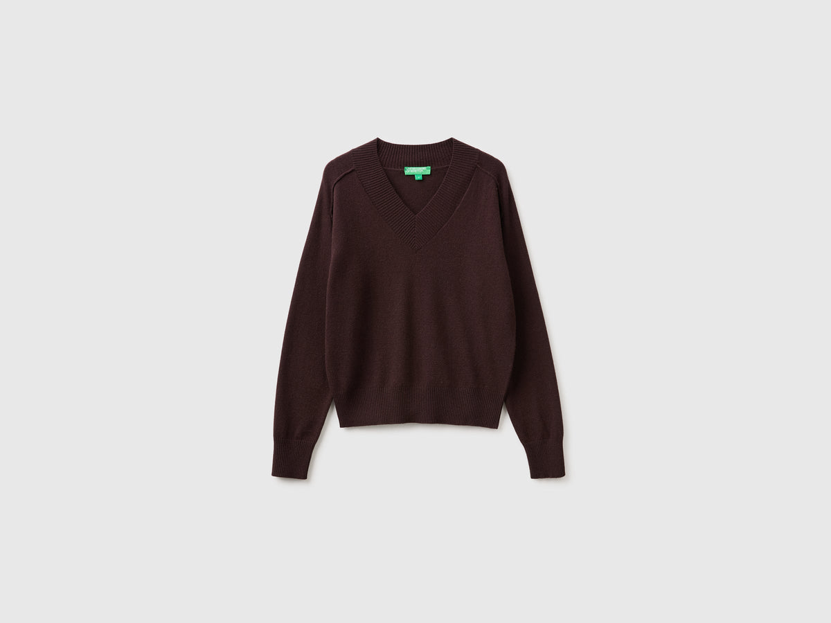 Maglia morbida con scollo a V in misto cashmere