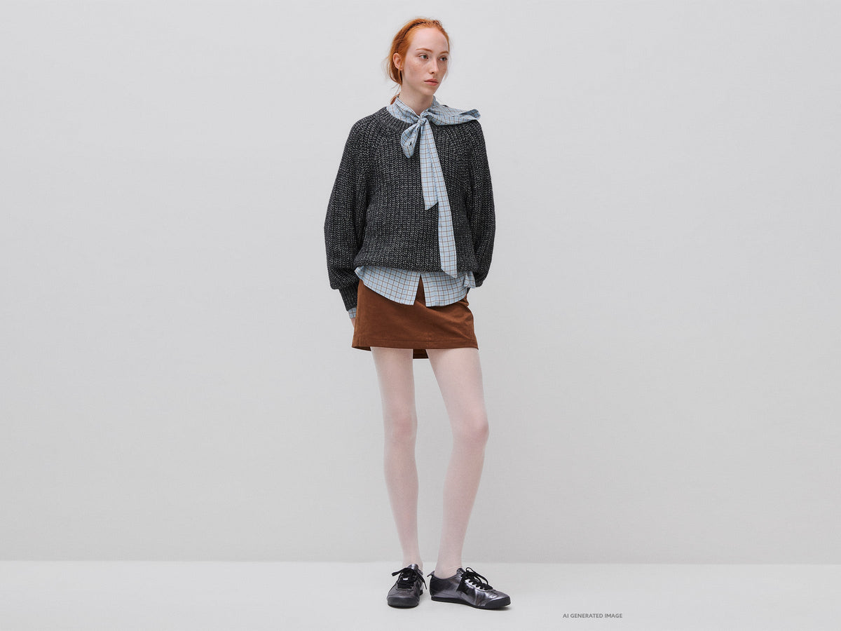 Maglia mélange in misto cotone e lana