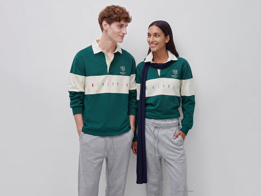 Polo verde scuro Benetton Rugby 100% cotone
