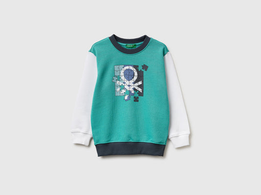 Felpa con stampa logo in cotone bio