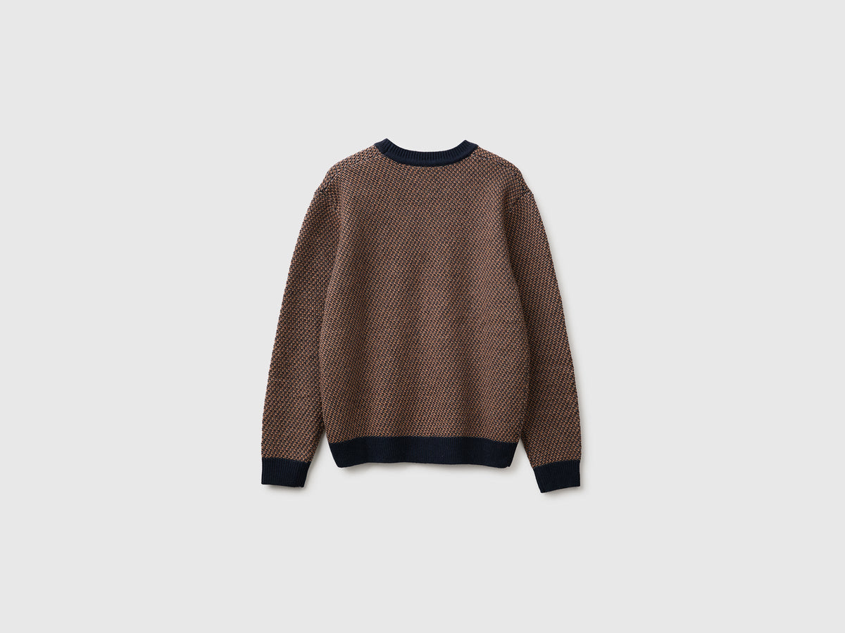 Maglia jacquard in misto lana e cotone