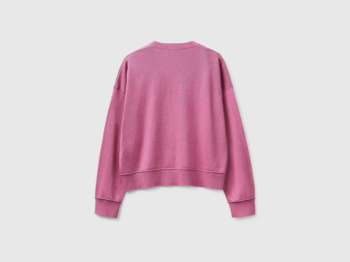 Maglia scollo a V in cotone e lana