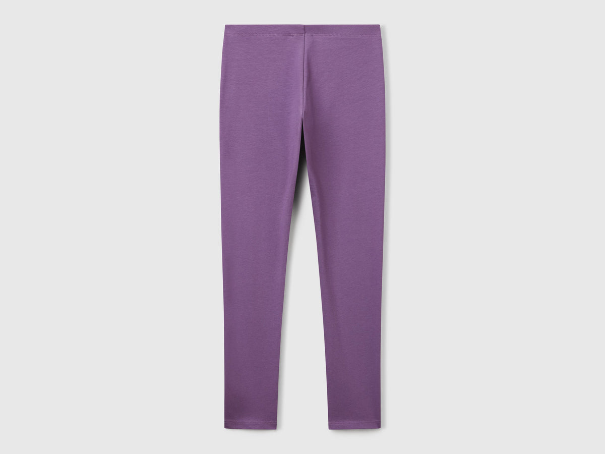 Leggings in cotone stretch con logo