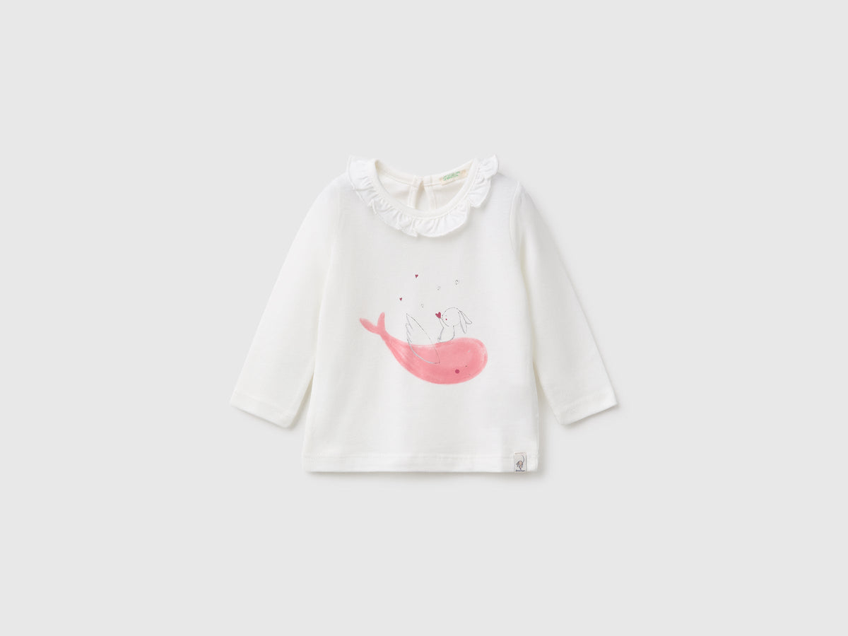 T-shirt con rouches sul collo