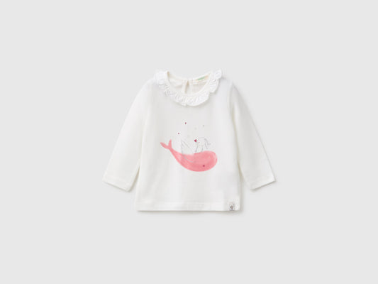 T-shirt con rouches sul collo