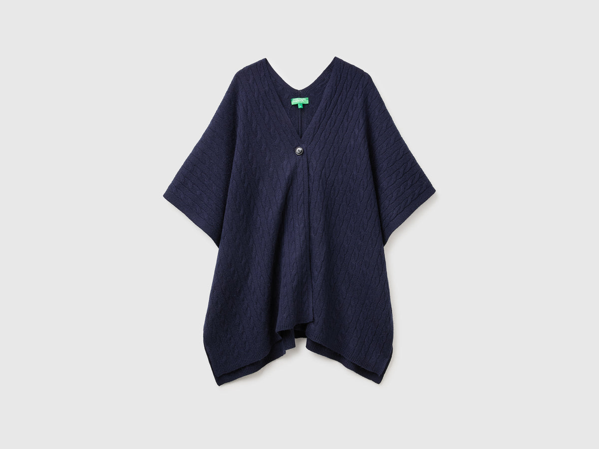 Mantella con trecce in misto cashmere