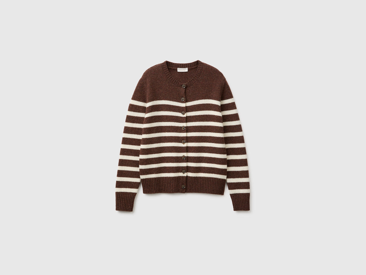 Cardigan a righe 100% lana Shetland