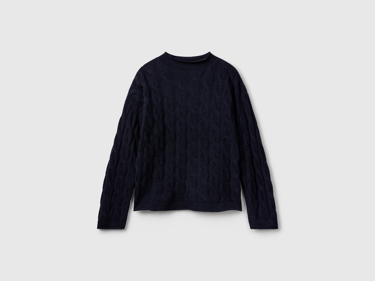 Maglia con trecce in misto cashmere
