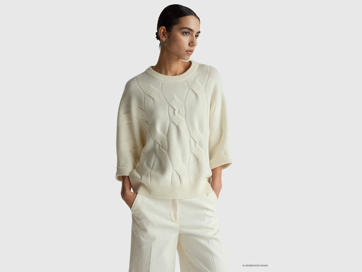 Maglia a losanghe in puro cashmere