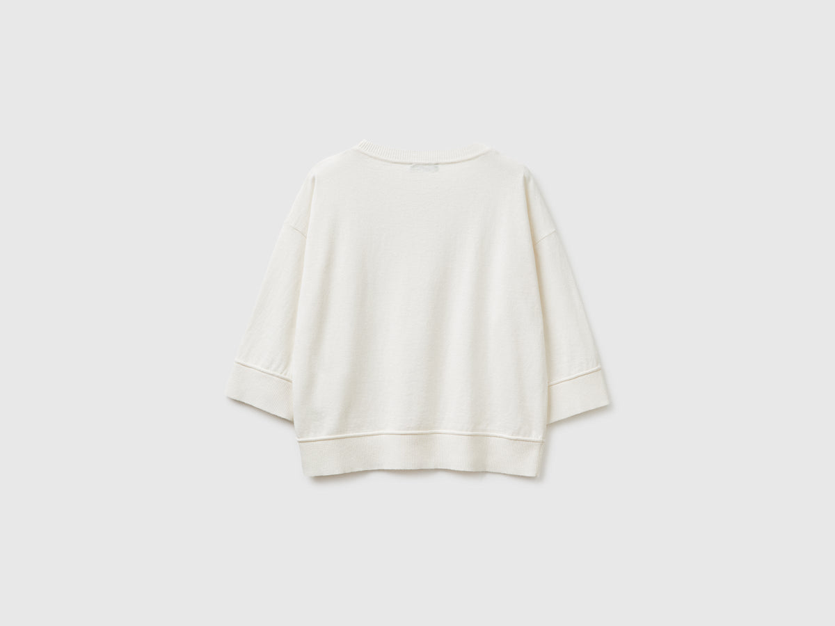 Maglia girocollo in cotone e lana