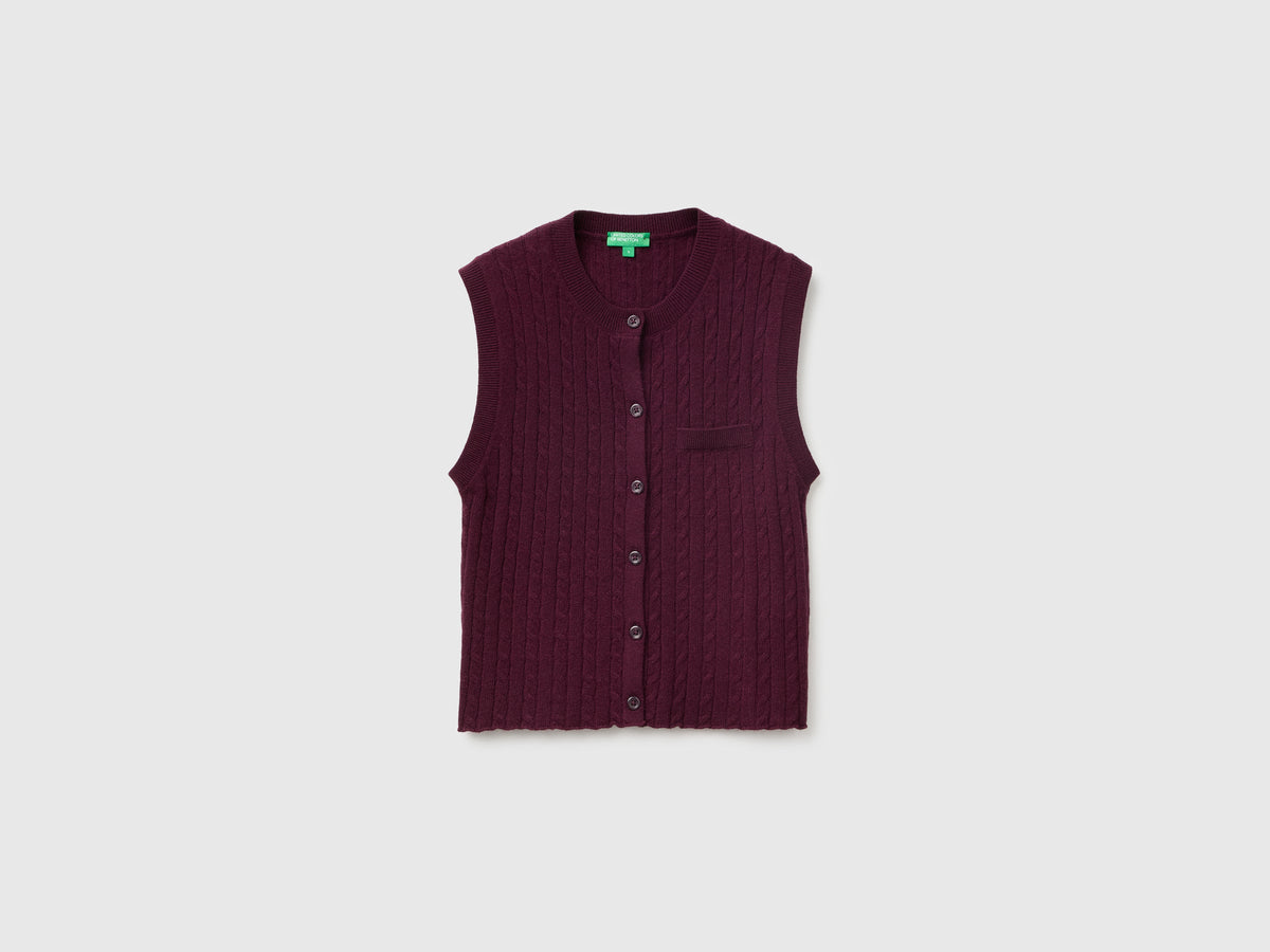 Gilet in maglia con trecce