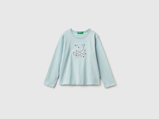 T-shirt con stampa e paillettes