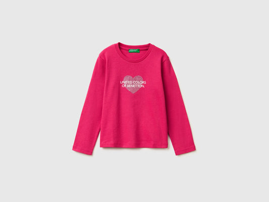 Maglietta con logo glitter in cotone bio