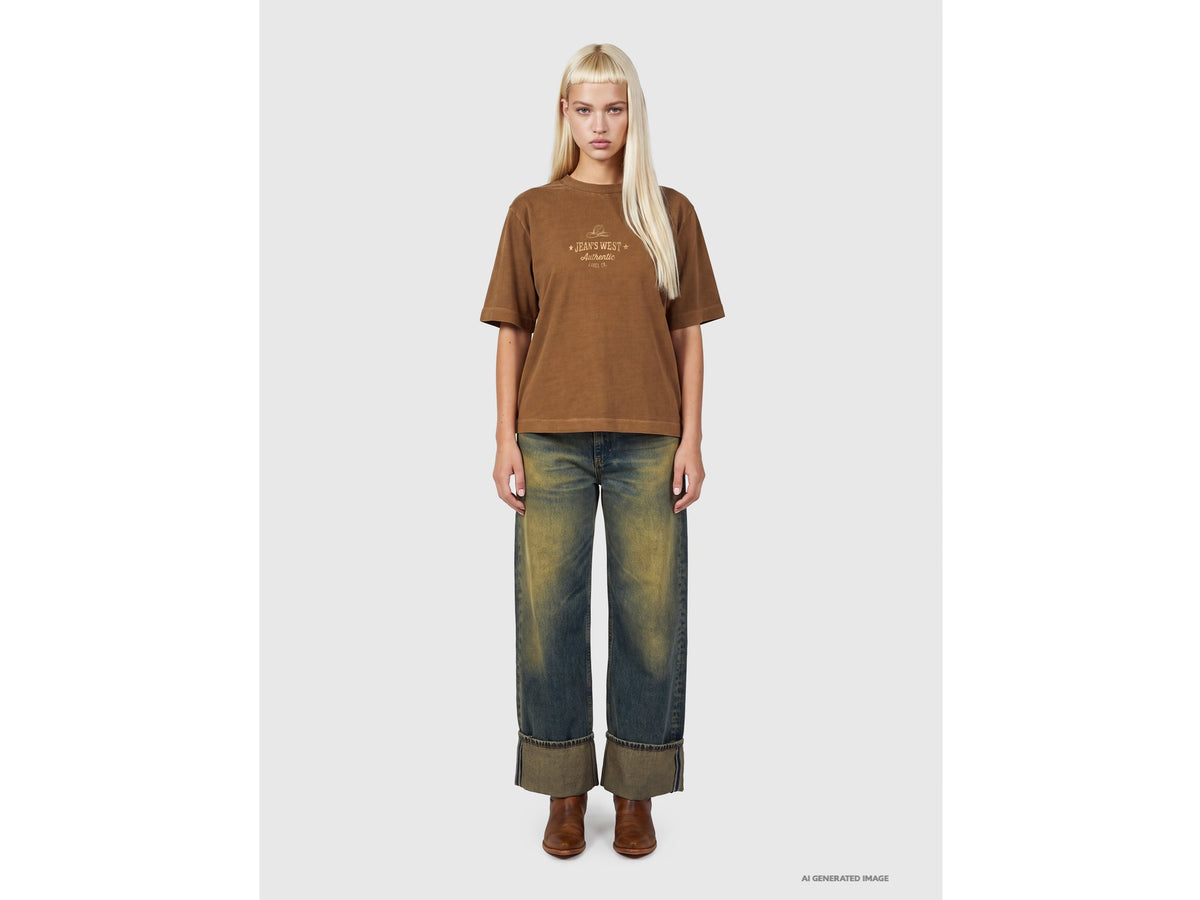 Jeans wide cropped fit effetto vintage