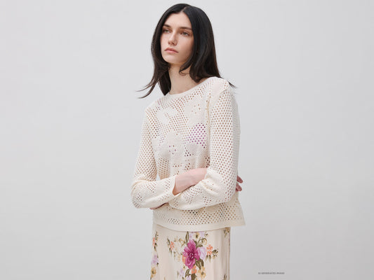 Maglia traforata con fiori