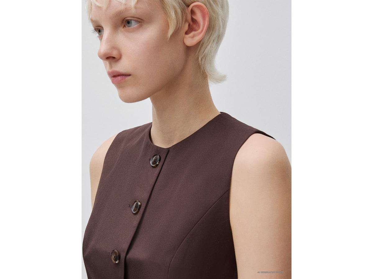 Gilet girocollo con bottoni