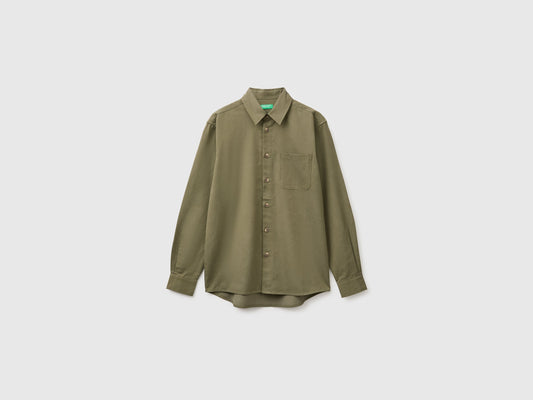 Camicia con taschino in lyocell e cotone