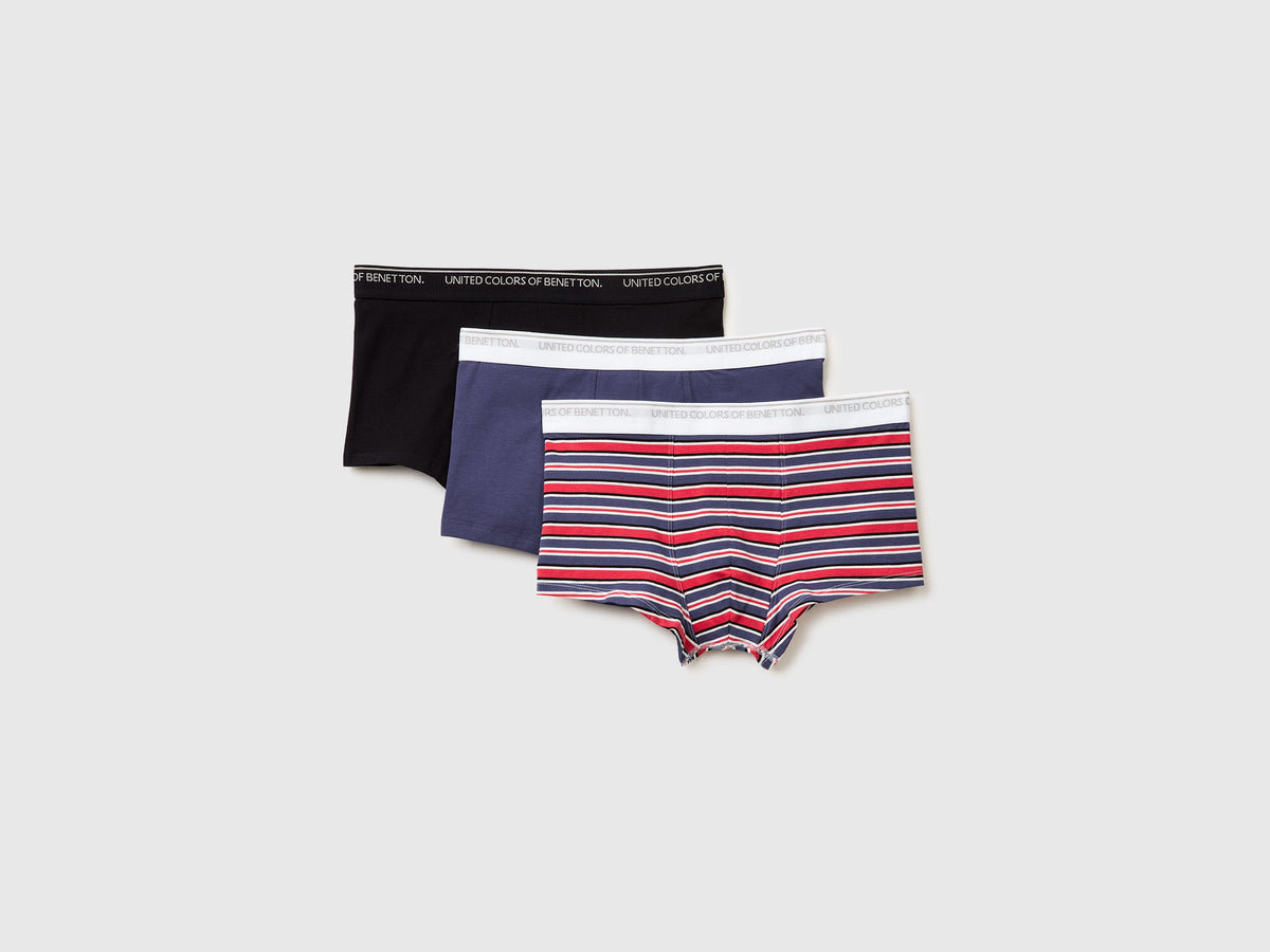 Tre boxer in cotone bio stretch