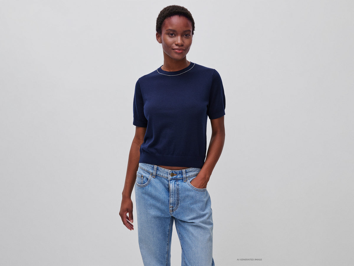 Maglia manica corta in pura lana Merino