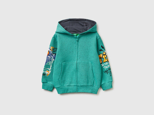 Felpa over fit con zip e stampe