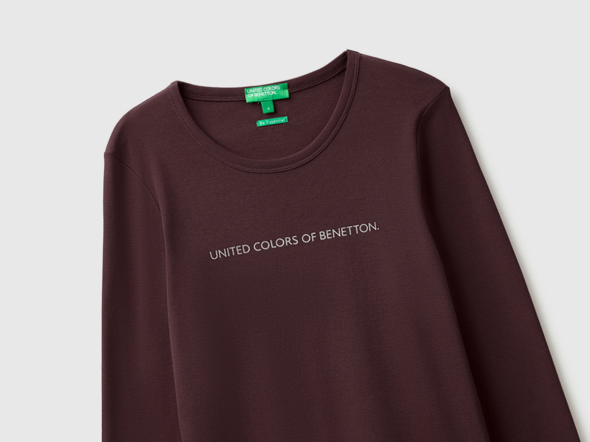 T-shirt manica lunga con logo glitter
