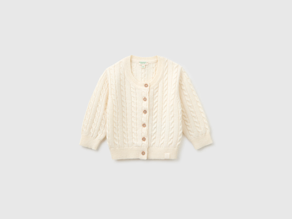 Cardigan in misto lana con trecce