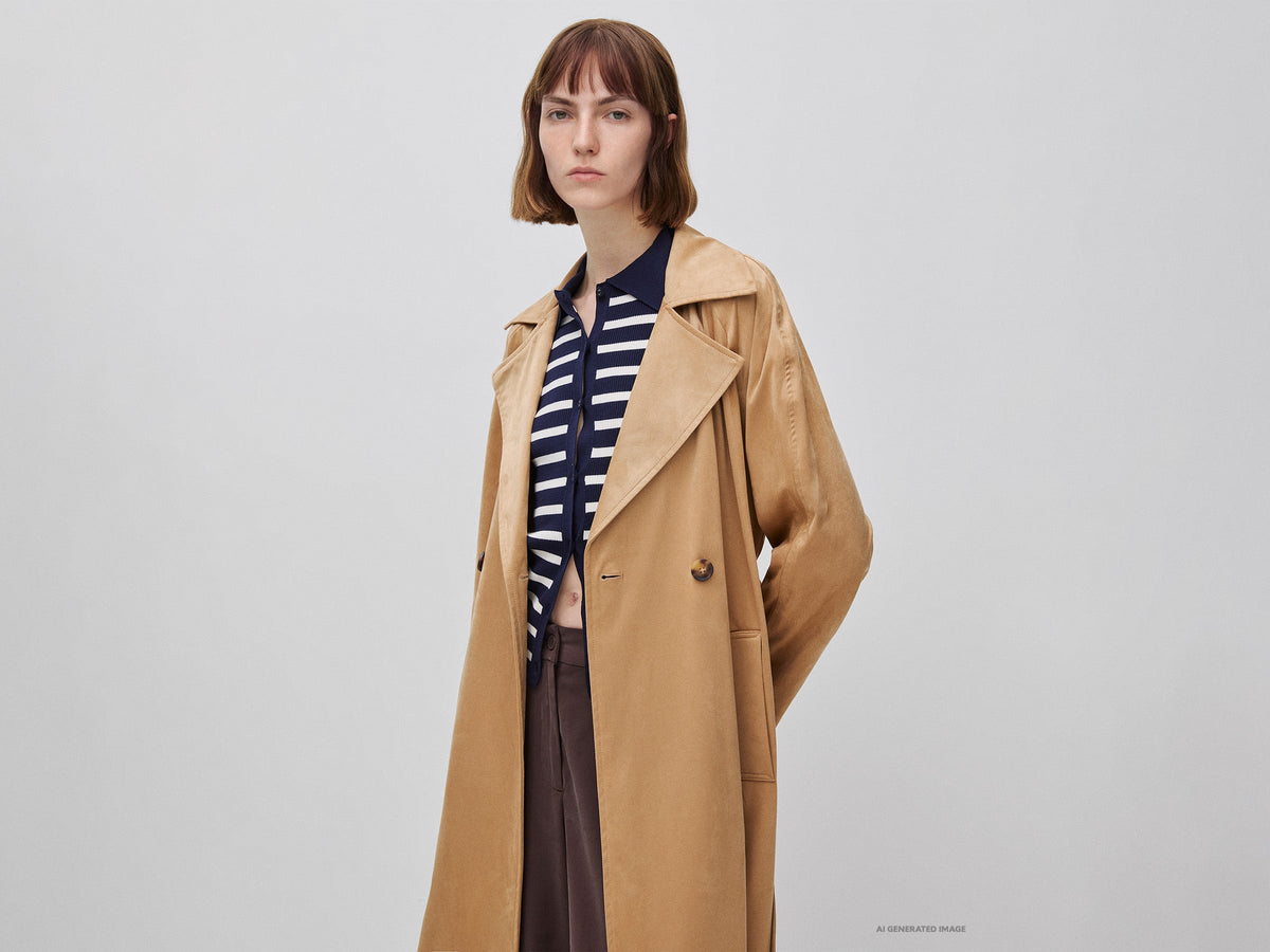 Trench lungo scamosciato