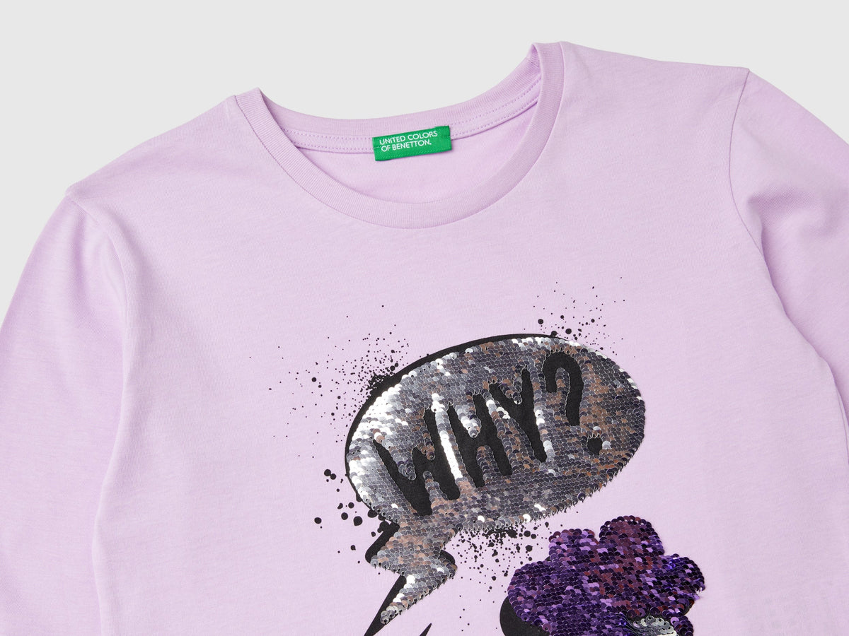 Maglietta con paillettes in cotone bio