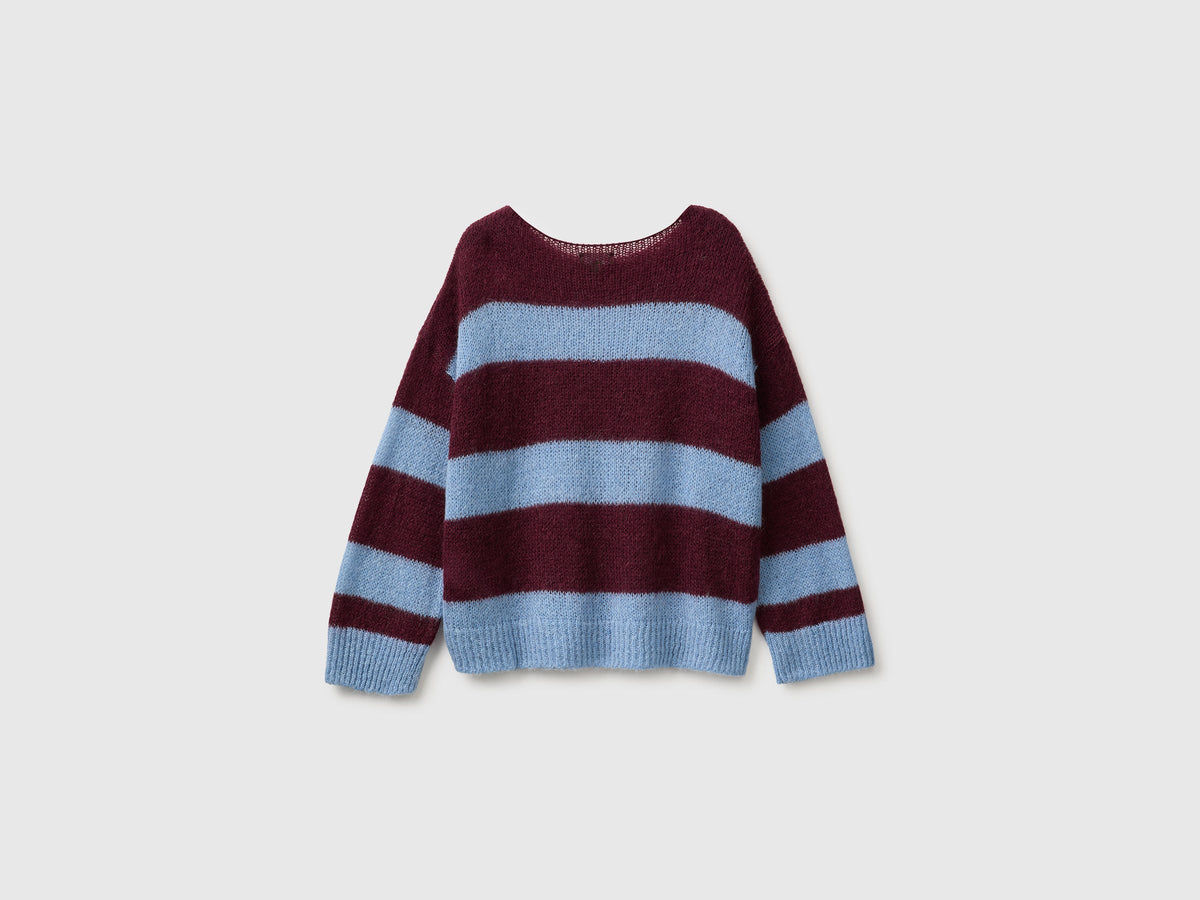 Maglia in misto mohair a righe bicolor boxy fit