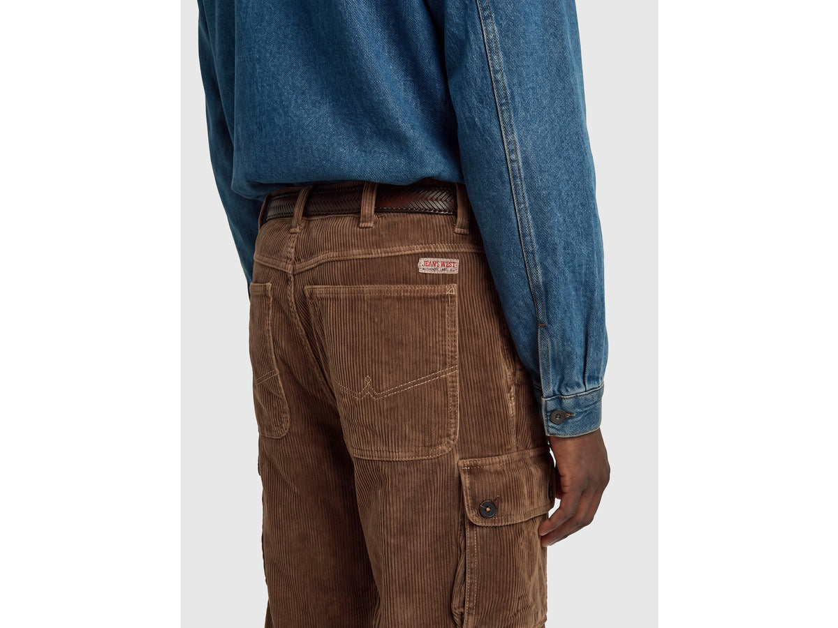 Pantaloni cargo in velluto a coste effetto used