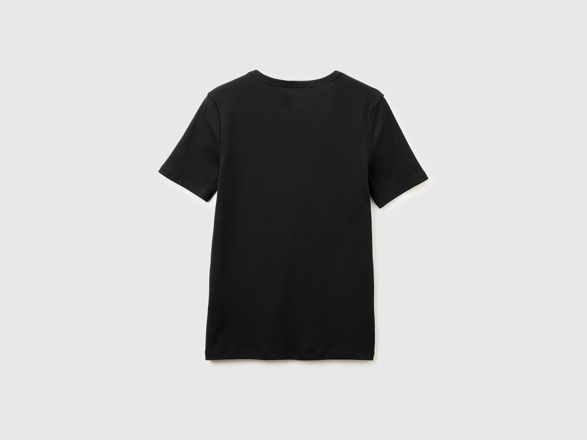 T-shirt manica corta con logo glitter