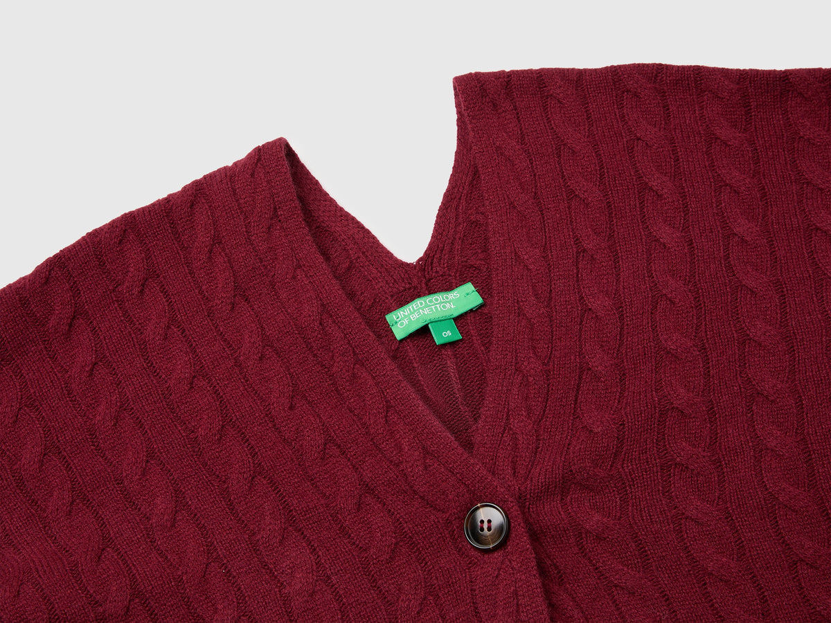 Mantella con trecce in misto cashmere