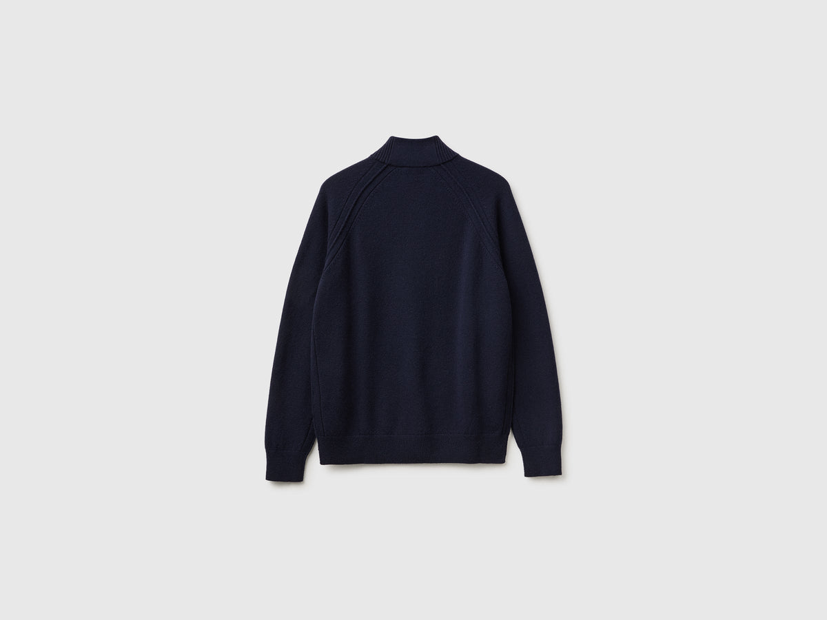 Maglia zippata 100% lana Merino