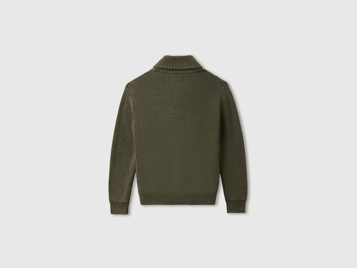 Maglia con collo a scialle 100% lana