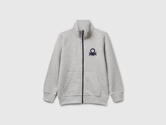 Felpa con zip in puro cotone