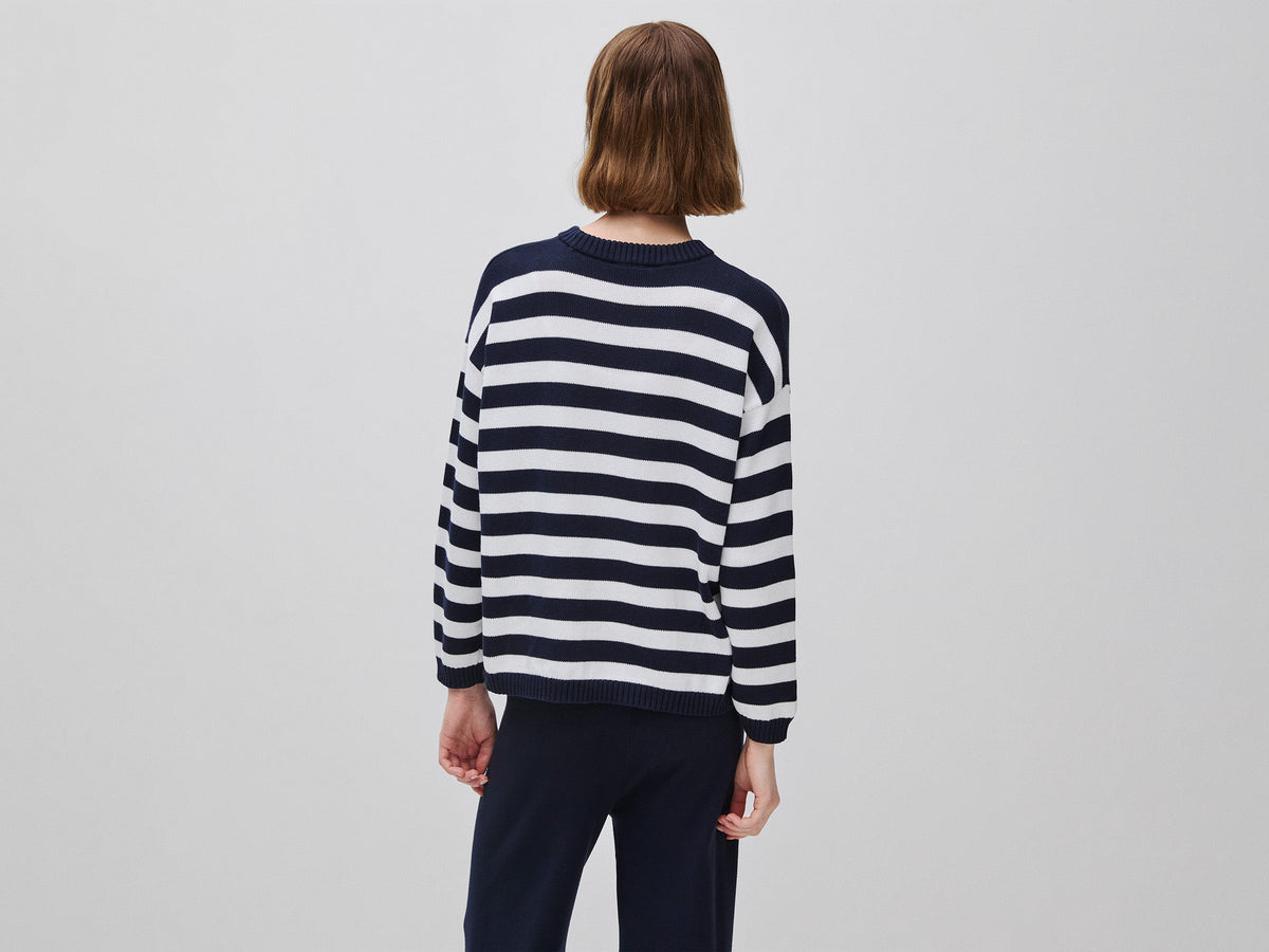 Maglione a righe in cotone tricot