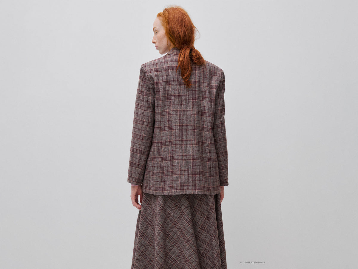 Blazer tartan doppiopetto in misto viscosa