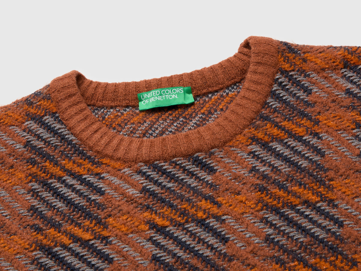 Maglia tartan in misto cotone e lana