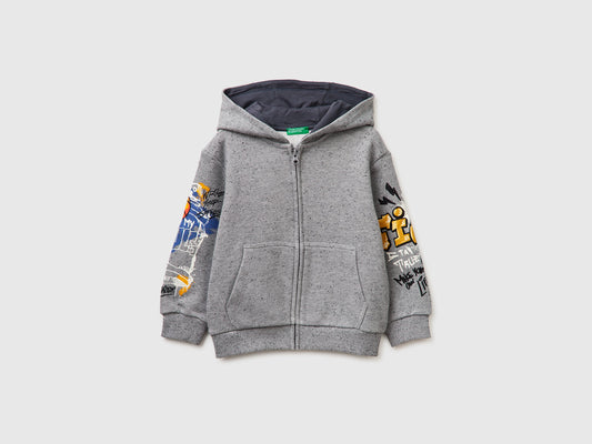 Felpa over fit con zip e stampe