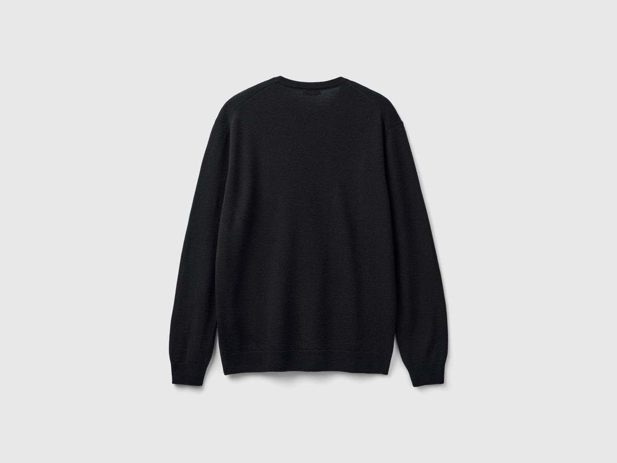 Maglia nera in pura lana Merino