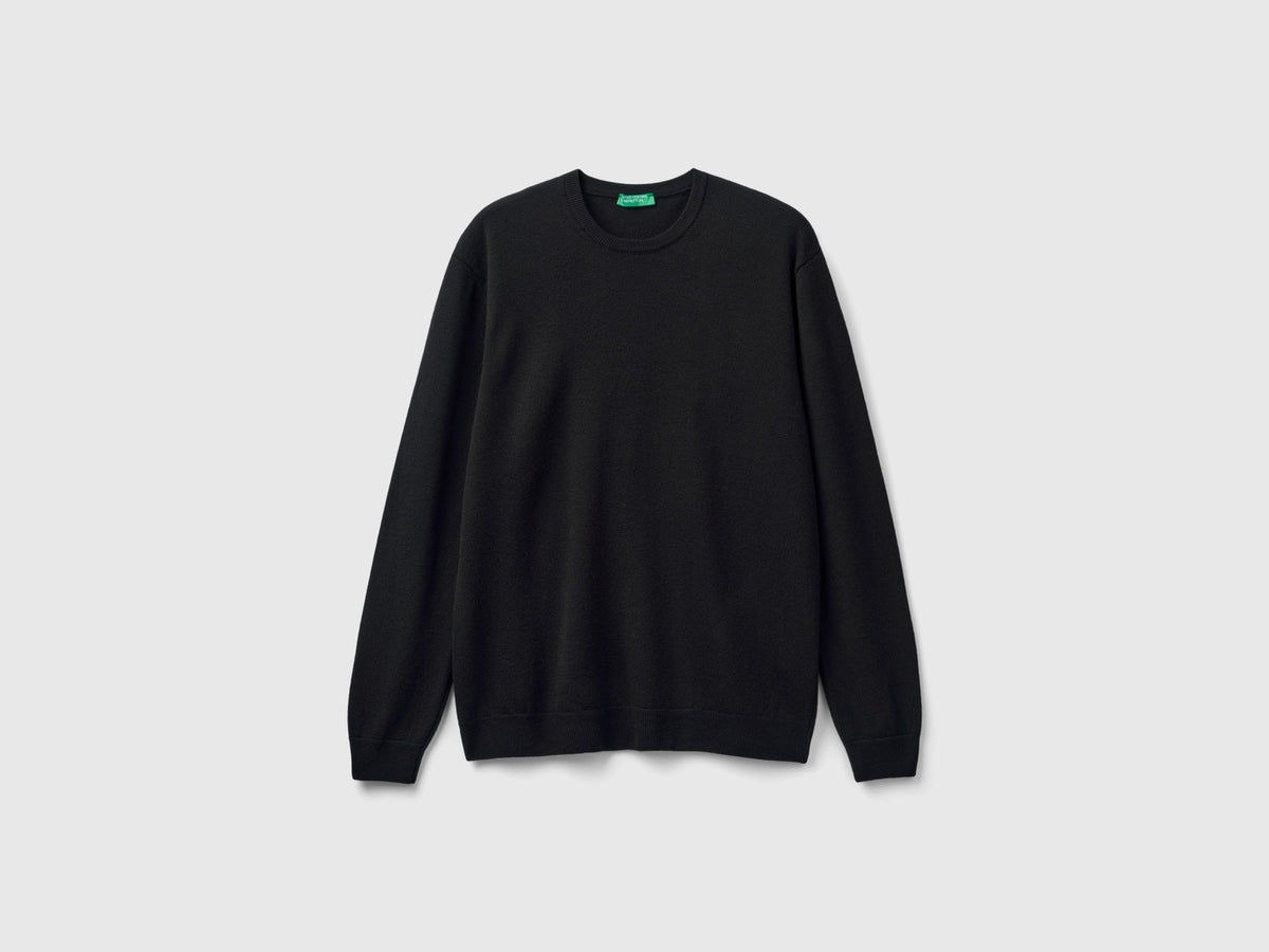 Maglia nera in pura lana Merino