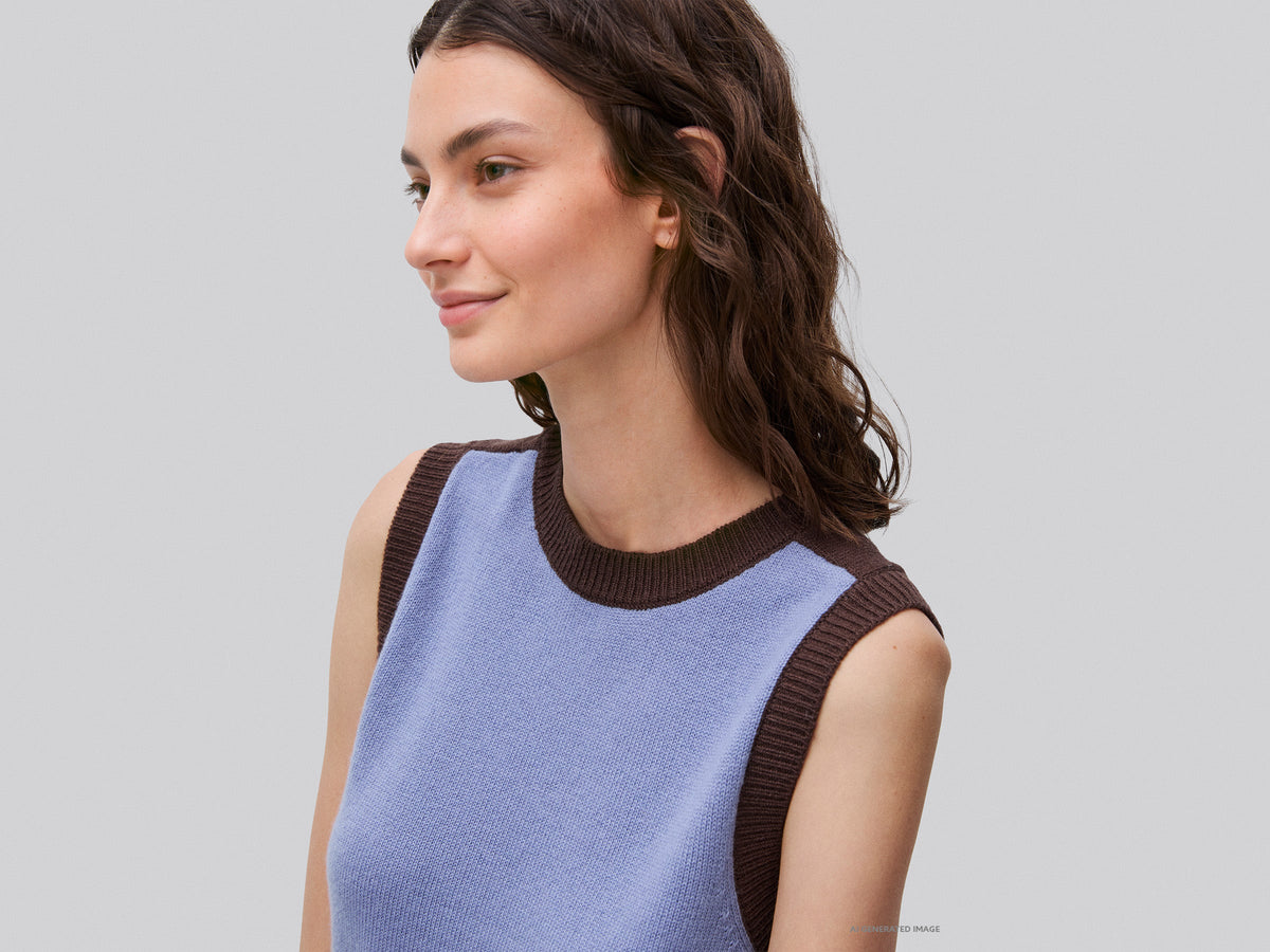Gilet in maglia color block 100% lana