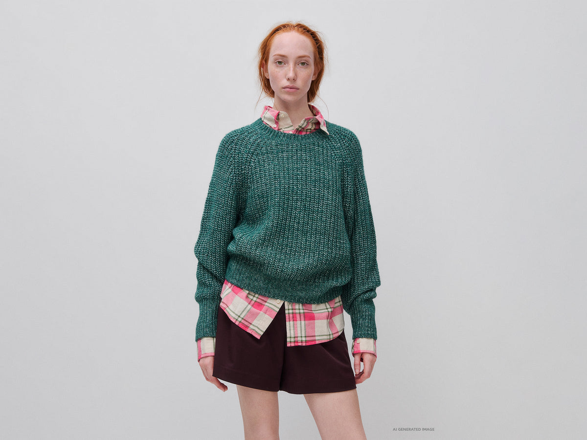 Maglia mélange in misto cotone e lana
