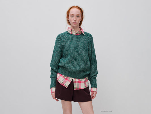 Maglia mélange in misto cotone e lana