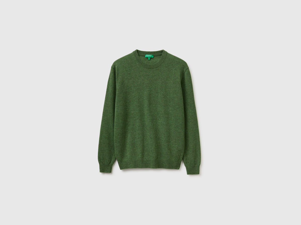 Maglia verde mélange in pura lana Merino